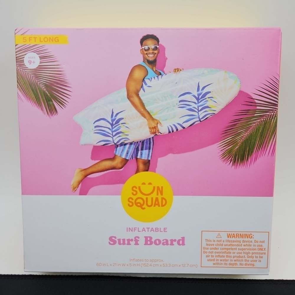 Sun Squad Inflatable Surf Board Pool Float‎ Raft Lounger 5 Feet Long New